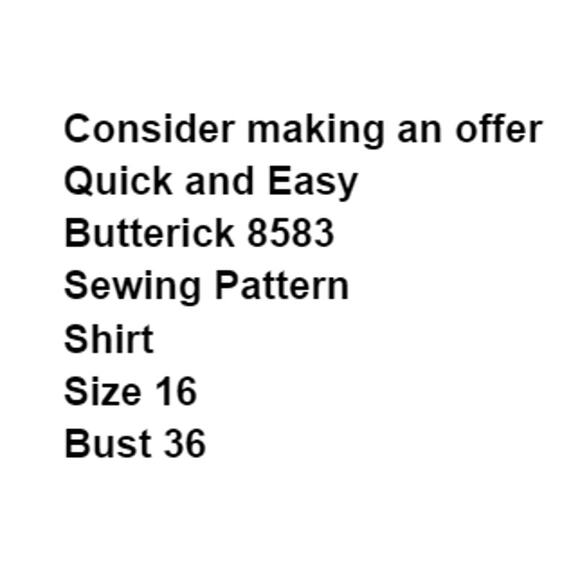 Quick and Easy Butterick 8583 Pattern Shirt Miss 16 Vintage Capsule Comfort - Picture 3 of 6